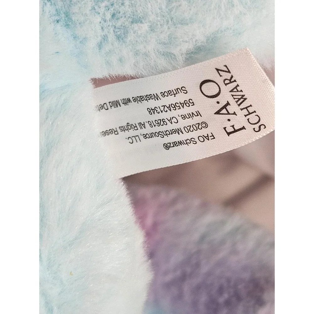 FAO Schwarz Narwhal Plush Stuffed Animal Pastel Tie Dye Silver Glitter Horn 2020